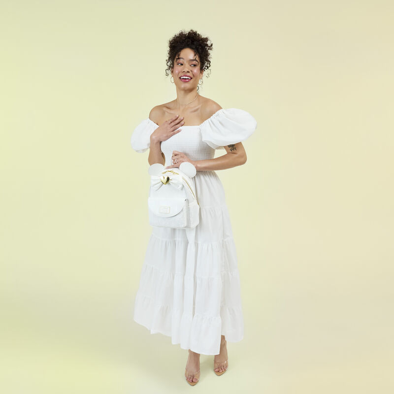 Minnie Mouse Iridescent Lace Wedding Mini Backpack LFlifestyle1 view 2